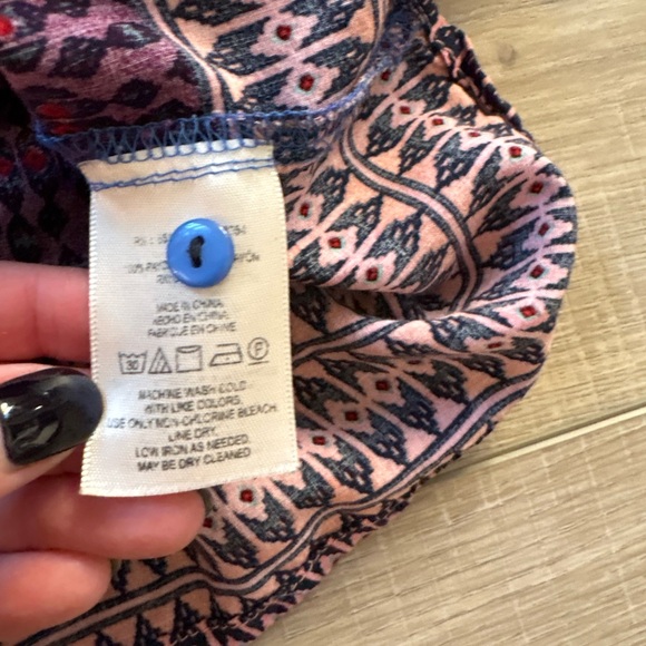 Maeve woodland walk Blue and Burgundy Patterned button downTop - Picture 4 of 7